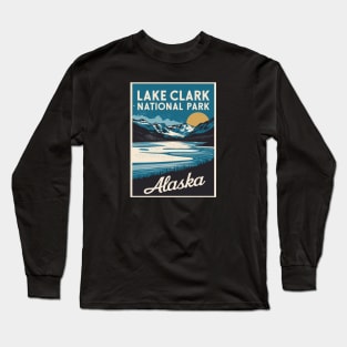 Lake Clark National Park Retro Travel Poster Long Sleeve T-Shirt